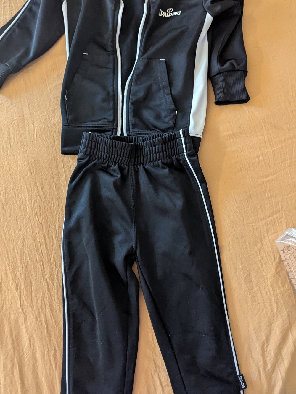 Spalding Kids Black Track Joggers with White Piping